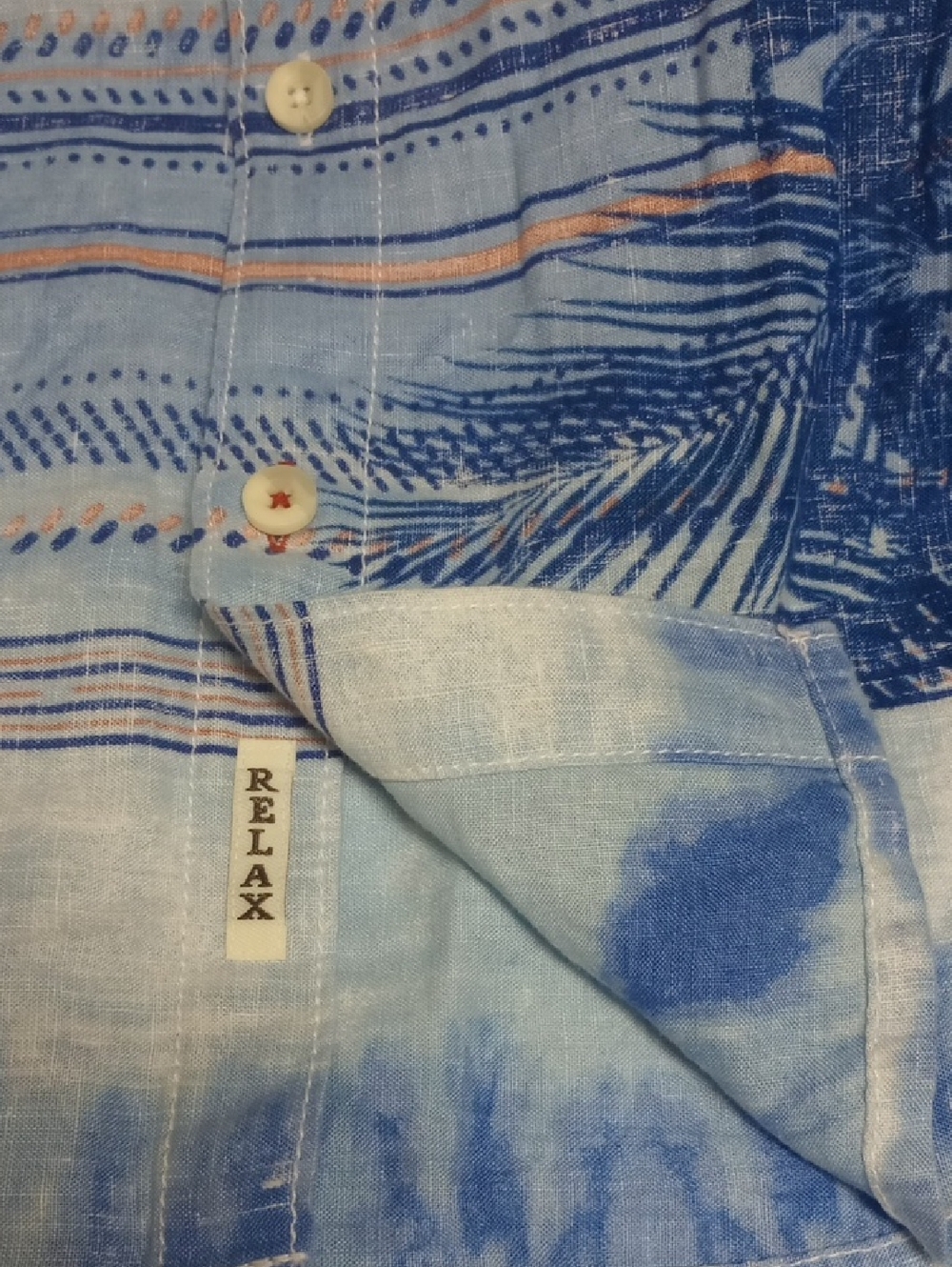🆕 TOMMY BAHAMA RELAX LINEN BLUE & WHITE STRIPES LONG SLEEVE MENS FLORAL SHIRT - Picture 9 of 12